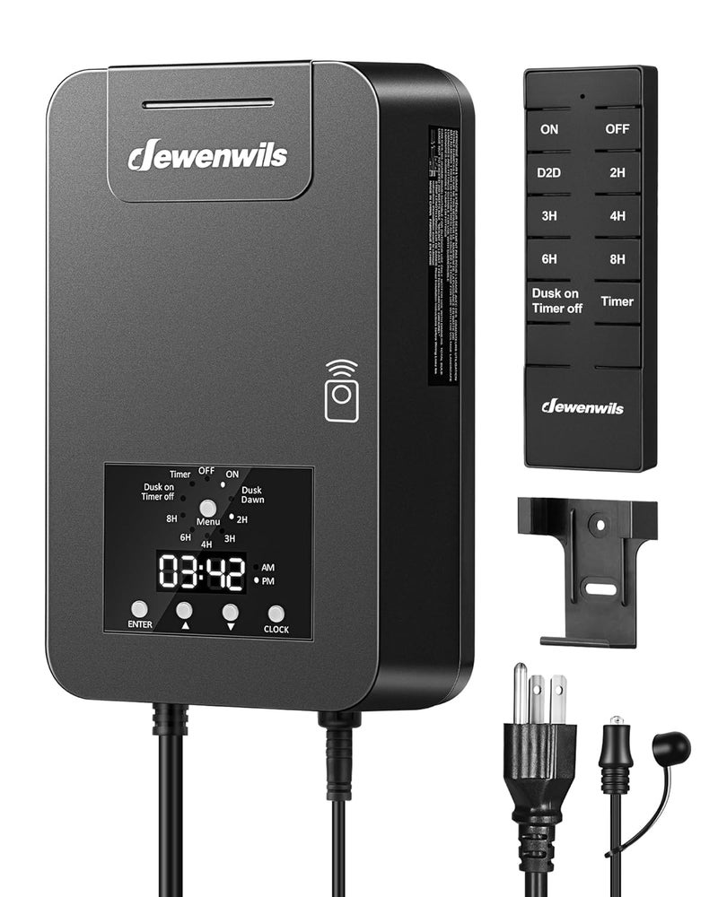 DEWENWILS 200W Low Voltage Landscape Transformer, 120V AC to 15V DC, Outdoor Landscape Lighting Transformer with Remote, Photocell Sensor & Timer, Weatherproof for Garden Spotlights Pathway Lights - Image 1